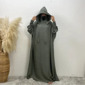 Women 12 Colors Abayas Muslim Ramadan Prayer Clothing With Hooded Jalaba Solid Casual Batwing Sleeve Arab Robe Eid Djellab - Image 6