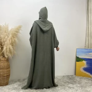 Women 12 Colors Abayas Muslim Ramadan Prayer Clothing With Hooded Jalaba Solid Casual Batwing Sleeve Arab Robe Eid Djellab - Image 5
