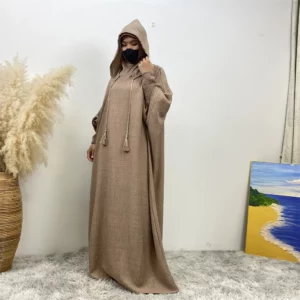 Women 12 Colors Abayas Muslim Ramadan Prayer Clothing With Hooded Jalaba Solid Casual Batwing Sleeve Arab Robe Eid Djellab - Image 3