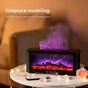 1PC Simulated Flame Fireplace Aroma Diffuser - 7-Color Simulated Flame, 2 Timer Settings, Quiet , USB Air Humidifier for Home - Image 2