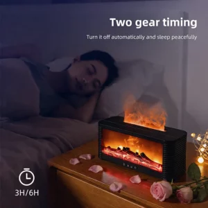 1PC Simulated Flame Fireplace Aroma Diffuser - 7-Color Simulated Flame, 2 Timer Settings, Quiet , USB Air Humidifier for Home - Image 3