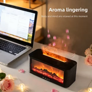 1PC Simulated Flame Fireplace Aroma Diffuser - 7-Color Simulated Flame, 2 Timer Settings, Quiet , USB Air Humidifier for Home - Image 4