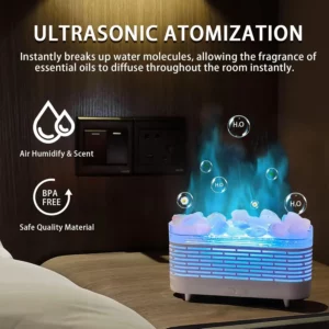 New Himalayan Natural Crystal Rock Salt Stone Ambient Light Bedroom Humidifier Seven-color Flame Essential Oil Diffuser - Image 4