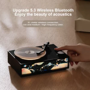 Essential Oil Diffuser Bluetooth Speakers Retro Vintage Vinyl Bluetooth Speaker Portable Speaker with Illustration Light Audio - Image 6