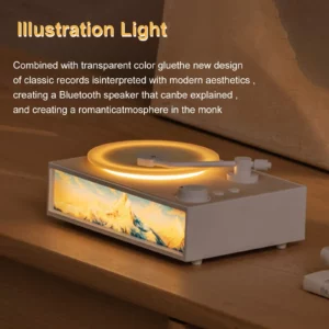 Essential Oil Diffuser Bluetooth Speakers Retro Vintage Vinyl Bluetooth Speaker Portable Speaker with Illustration Light Audio - Image 5