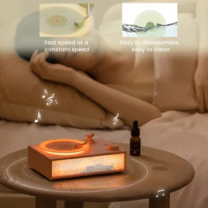 Essential Oil Diffuser Bluetooth Speakers Retro Vintage Vinyl Bluetooth Speaker Portable Speaker with Illustration Light Audio - Image 4