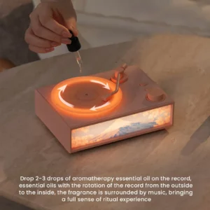 Essential Oil Diffuser Bluetooth Speakers Retro Vintage Vinyl Bluetooth Speaker Portable Speaker with Illustration Light Audio - Image 3
