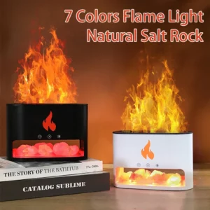 New Fireplace Humidifier Crystal Salt Rock Fire 7 Color Flame Lamp Aroma Volcano Air Humidifier Essential Oil Diffuser for Home - Image 2