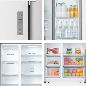 Hisense 670L Gross / 550L Net Capacity Side By Side Refrigerator, Total No Frost, Inverter, Multi Air Flow Super Cool RS3P725NAI Silver - Image 4