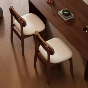 French Nordic Style Design Solid Wood Dining Chair Living Room Restaurant Chair Home Leisure Back Bedroom Dressing Chairs - Image 3