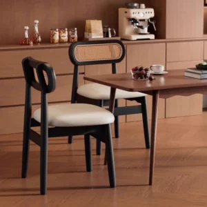 French Nordic Style Design Solid Wood Dining Chair Living Room Restaurant Chair Home Leisure Back Bedroom Dressing Chairs - Image 4