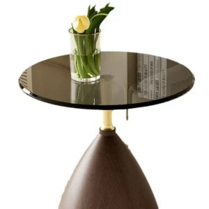 Italian Style Glass Coffee Table Light Luxury Tempered Glass Coffee Table Living Room Sofa Side Table Imitation Wood Grain - Image 4