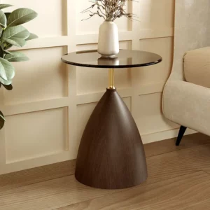 Italian Style Glass Coffee Table Light Luxury Tempered Glass Coffee Table Living Room Sofa Side Table Imitation Wood Grain - Image 5