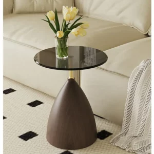 Italian Style Glass Coffee Table Light Luxury Tempered Glass Coffee Table Living Room Sofa Side Table Imitation Wood Grain - Image 6
