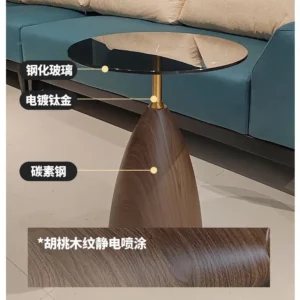 Italian Style Glass Coffee Table Light Luxury Tempered Glass Coffee Table Living Room Sofa Side Table Imitation Wood Grain - Image 7