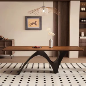 Modern retro solid wood rectangular dining table set A table with four chairs for living room or apartment furniture - Image 5