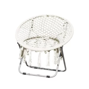 Outdoor Camping Folding Chair Household Indoor Leisure Lazy Chair Pure Hand-woven Portable Moon Chair - Image 2