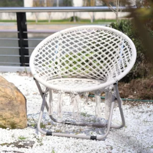Outdoor Camping Folding Chair Household Indoor Leisure Lazy Chair Pure Hand-woven Portable Moon Chair - Image 6