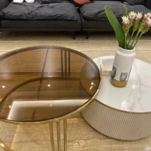 Modern White TV Unit Tv Stand And Coffee Table Set Stone Top Black Entertainment Center Cabinet For Living Room Furniture - Image 4