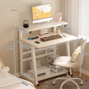 Nordic Computer Desks Household Single Double-layer Small Computer Desk Simple Small Apartment Bedroom Student Mini Reading Desk - Image 6