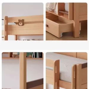 Boy Bunk Bed With Stairs Storage Furniture Double-Decker Solid Wood Children's Bed - Image 4