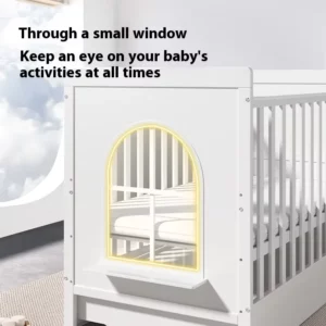 European Style 6 in 1 White Wooden Baby Crib Convertible New Born Baby Boy Luxury Bed with Bedding Set - Image 4