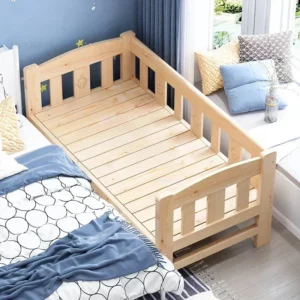Single Bedside Bed for Boys and Girl Nordic Solid Wood Small Children's Beds with Guardrails Widened Spliced Large Bed Furniture - Image 3