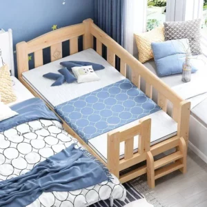 Single Bedside Bed for Boys and Girl Nordic Solid Wood Small Children's Beds with Guardrails Widened Spliced Large Bed Furniture - Image 4
