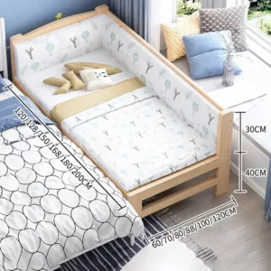 Single Bedside Bed for Boys and Girl Nordic Solid Wood Small Children's Beds with Guardrails Widened Spliced Large Bed Furniture - Image 5