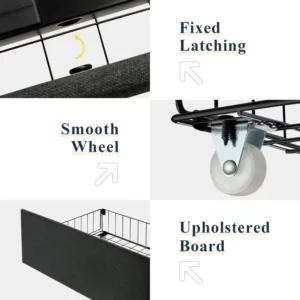A Queen Bed Frame with 4 Storage Drawers and Wingback Headboard, Button Tufted Design, No Box Spring Needed, Dark Grey - Image 5