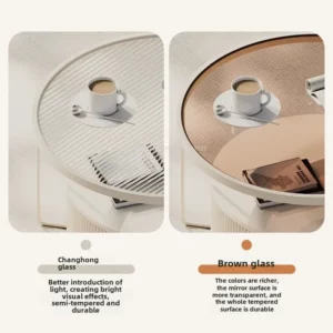 Small Apartment Changhong Glass Coffee Table Cream Wound Sofa Drawer Round Internet Celebrity Mini Slab Side Storage - Image 4