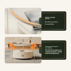 Small Apartment Changhong Glass Coffee Table Cream Wound Sofa Drawer Round Internet Celebrity Mini Slab Side Storage - Image 5