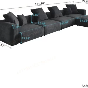DIGGERA 181" Oversized Compressed Sofa Boneless Couch Modular Sofas for Living Room Huge 4-Seats Sectional Couches with Chaise - Image 6