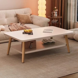 Formwell 80*50cm top 2 tier simple coffee table wood sofa table for Living Room easy assembling solid wood legs - Image 1
