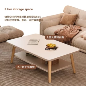 Formwell 80*50cm top 2 tier simple coffee table wood sofa table for Living Room easy assembling solid wood legs - Image 2