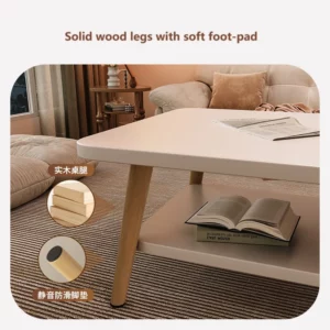 Formwell 80*50cm top 2 tier simple coffee table wood sofa table for Living Room easy assembling solid wood legs - Image 4