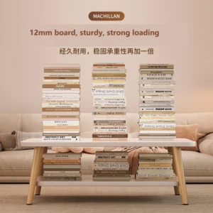 Formwell 80*50cm top 2 tier simple coffee table wood sofa table for Living Room easy assembling solid wood legs - Image 5