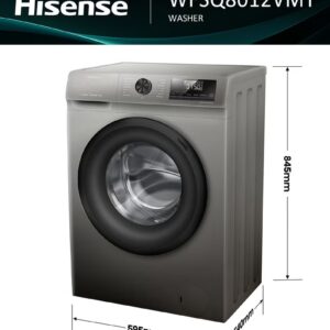 Hisense Front Loading Washing Machine WFSQ8012VMT, 1200RPM, SteamWash, Durable Inverter, Quick Wash, Self-Diagnosticfault Finding, Drum Clean, Delay End, Favorite Function 8 kg WFSQ8012VMT Grey - Image 7