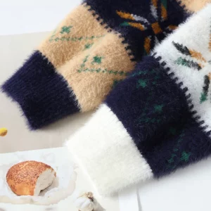 Winter Plaid Mink Cashmere Sweater Men O neck Mens Sweaters Top Quality Knit Sweater Thick Warm Pullover Men - Image 5