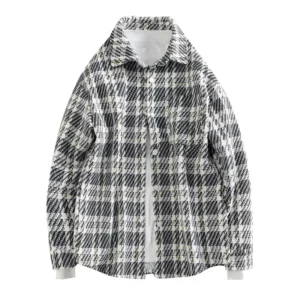 2026 New Men's Houndstooth Button-up Cardigan Jackets High Street Fashion Plaid Long Sleeve Shirts Pocket Y2K Outerwear Jacket - Image 3