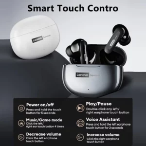 Lenovo Upgraded LE202 In ear True Wireless Bluetooth Earphones with Microphones Stereo Noise Reduction Bass HIFI Touch Earphones - Image 3