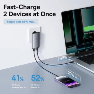 Baseus 65W GaN Charger Quick Charge 4.0 Type C PD USB Charger Portable Travel Charger Fast Charging For Laptop iPhone 16 15 14 - Image 3