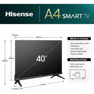 Hisense Hisense 40 Inch Full HD Smart TV – VIDAA OS, Natural Color Enhancer, Game Mode, Dolby Audio, Screen Mirroring, Noise Reduction, HDMI ARC, Wi-Fi, YouTube, Netflix - 2025 40A4Q Black - Image 9