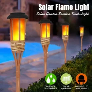 1-10PCS Solar Lamps LED Flame Effect Lamp Handcraft Bamboo Waterproof Garden Lighting Lawn Torches Yard Landscape Outdoor Light - Image 4