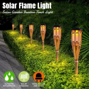 1-10PCS Solar Lamps LED Flame Effect Lamp Handcraft Bamboo Waterproof Garden Lighting Lawn Torches Yard Landscape Outdoor Light - Image 8