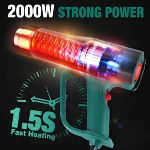 POSENPRO 2000W Hot Air Gun, With 6pcs Accessories (Including 5pcs Nozzles) 2 Adjustable Temperature Ranges of 60-350℃/60-600℃ - Image 7