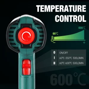 POSENPRO 2000W Hot Air Gun, With 6pcs Accessories (Including 5pcs Nozzles) 2 Adjustable Temperature Ranges of 60-350℃/60-600℃ - Image 6