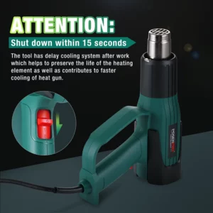 POSENPRO 2000W Hot Air Gun, With 6pcs Accessories (Including 5pcs Nozzles) 2 Adjustable Temperature Ranges of 60-350℃/60-600℃ - Image 5