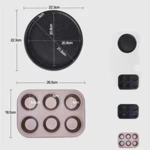 5-Piece Nonstick Carbon Steel Oven Bakeware Baking Set Bread Loaf Pan Baking Set with Muffin Cake Pizza Pan Tray Perfect Baking - Image 3
