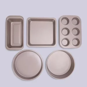5-Piece Nonstick Carbon Steel Oven Bakeware Baking Set Bread Loaf Pan Baking Set with Muffin Cake Pizza Pan Tray Perfect Baking - Image 6